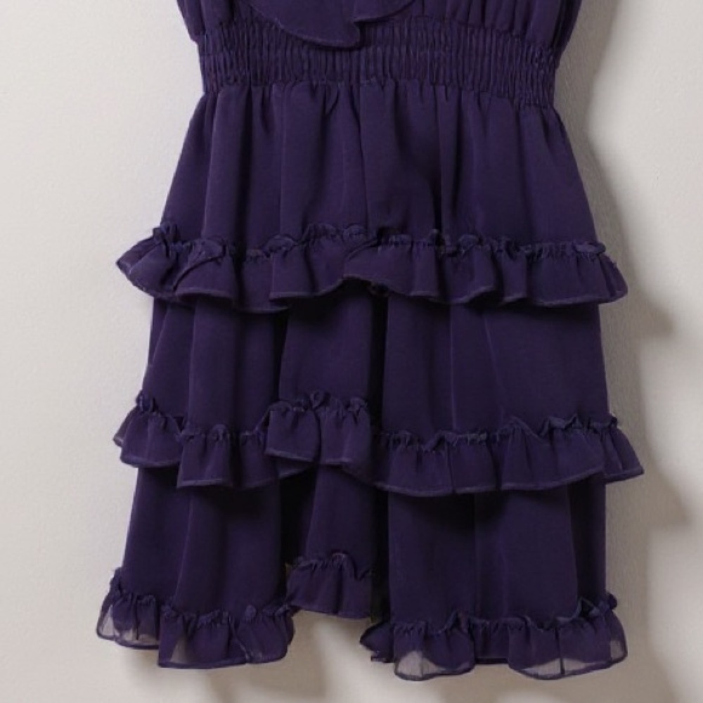 MISA Los Angeles Imelda Ruffle Tiered Mini Dress Purple Sleeveless Medium - Picture 8 of 15